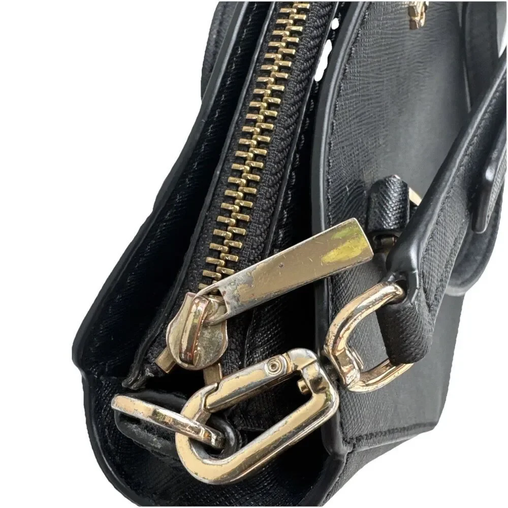Tory Burch Emerson Mini Tote Crossbody Black Saffiano Leather Bag Gold Hardware